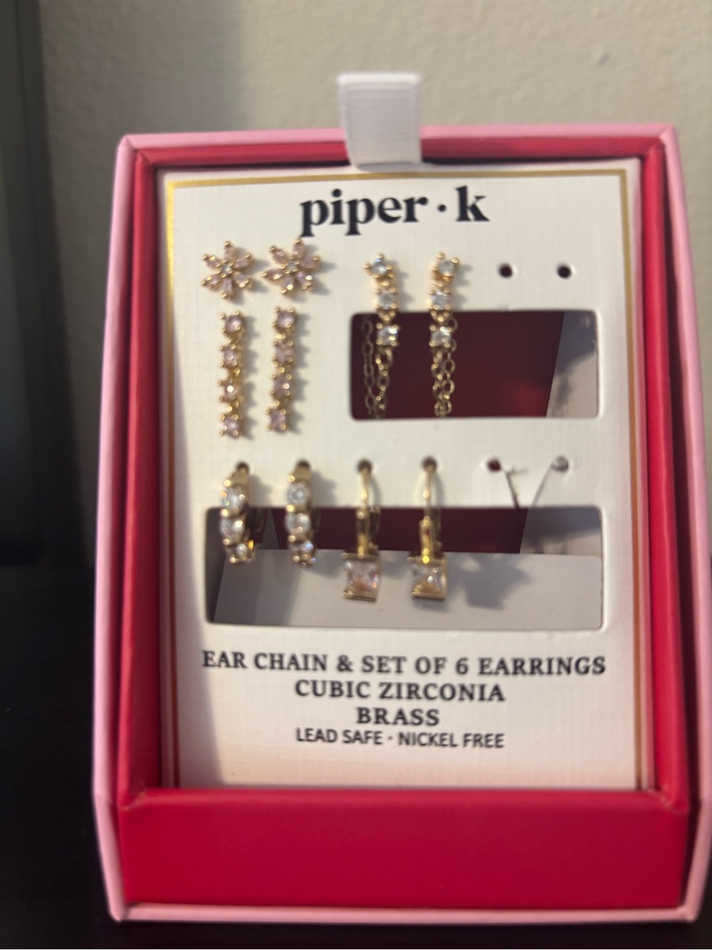 Piper K Gold Cubic Zirconia 5-Pair Earring Set